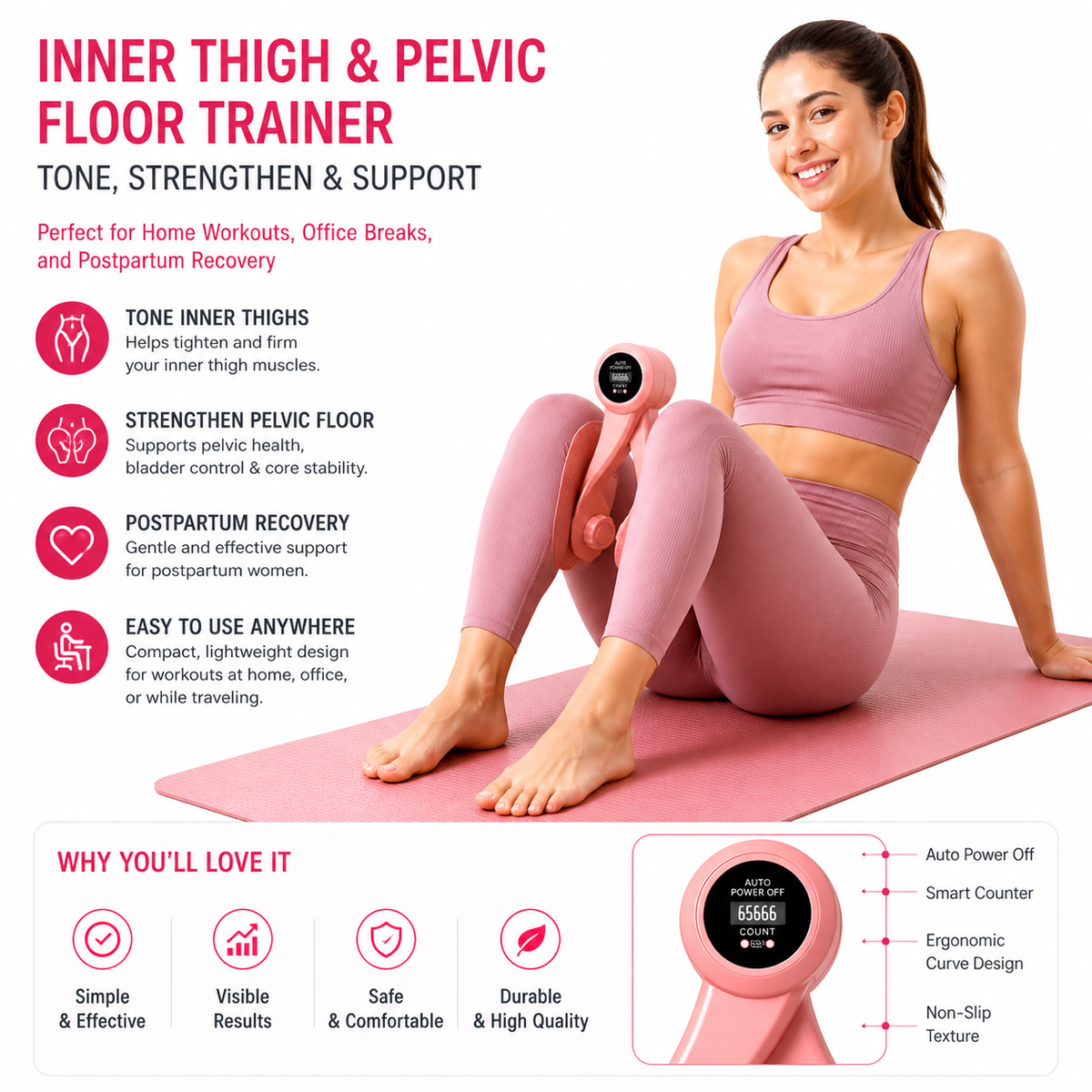Ejercitador de Kegel portátil y equipo de fitness para hombres y mujeres